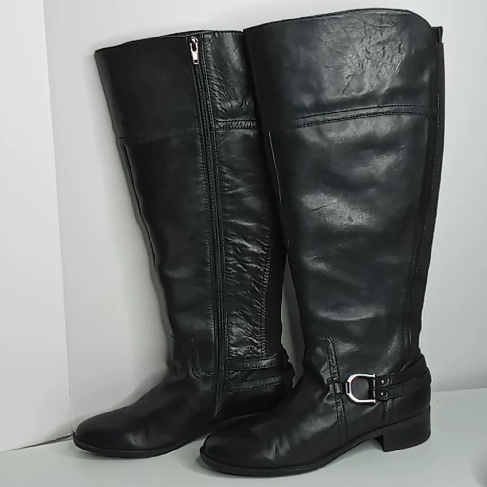 Audrey Brooke Black Knee-High Leather Boots - sz 8.5M